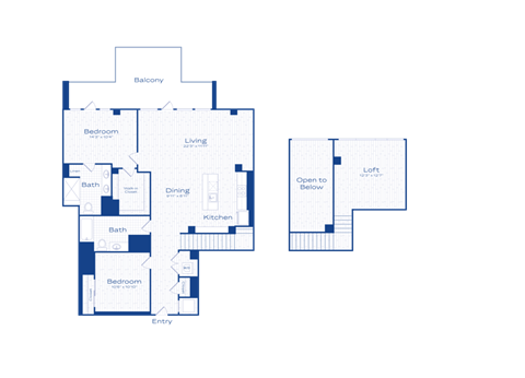 Floor plan for 2 beds, 2 baths, 1507 sqft